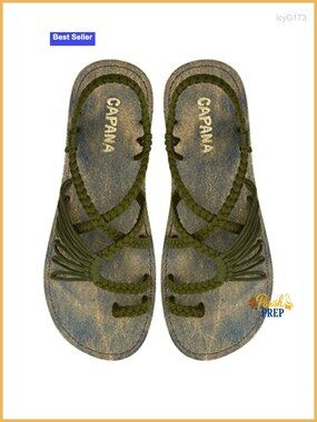 Strappy Braided Flat Sandals - Vegan Handmade Boho Rope Sandals for Women